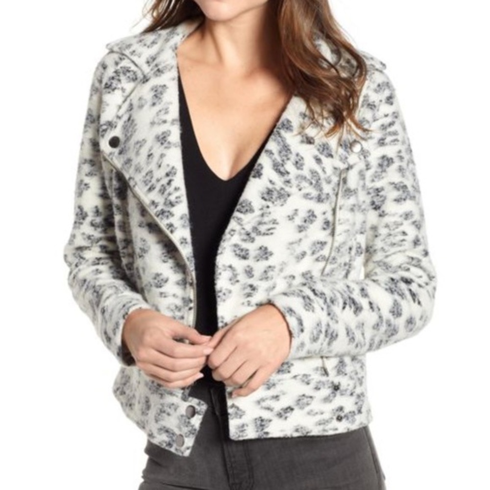 cupcakes & cashmere White Leopard Moto Jacket